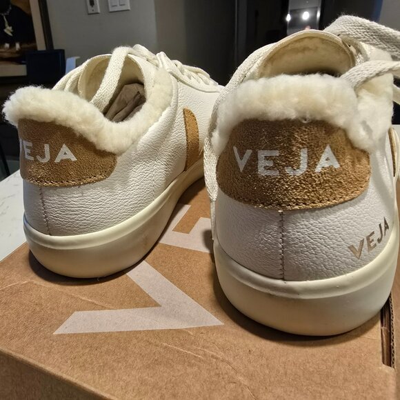 VEJA Campo Chromefree Leather Extra White Desert Winter Edition FLEECE SIZE 7 - Picture 5 of 14
